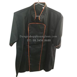 Áo bếp đen cộc tay