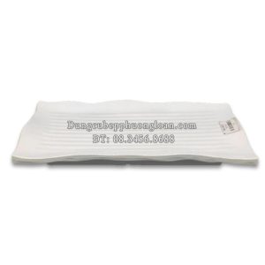 PV048-12 Đĩa chữ nhật vân sóng 12 (Trắng trơn)