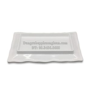 PV048-12 Đĩa chữ nhật vân sóng 12 (Trắng trơn)