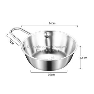Bát uống rượu gạo Hàn Quốc inox 304, có tay cầm 14cm