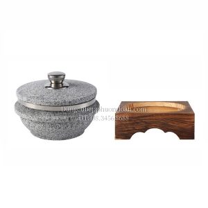 Bát đá có nắp 20cm kèm khung gỗ