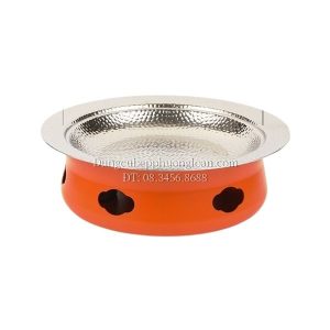 Bộ bếp hâm đốt cồn chảo inox màu cam 32.5cm
