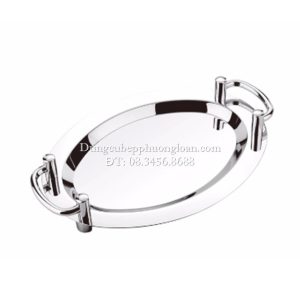 Khay Inox bầu dục tay cầm 16'' (39x29cm)