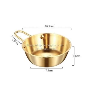 Bát uống rượu gạo Hàn Quốc inox 304, có tay cầm 10.5cm màu vàng