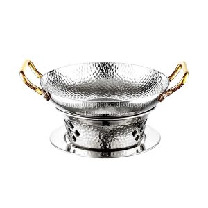 Bộ bếp hâm đốt cồn chảo inox 2 quai chấm búa 26cm GRENEN DRY POT 006-26AS