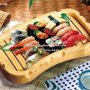 Khay đựng Sashimi giả gỗ hình thang 53.5x37.5cm SL-192