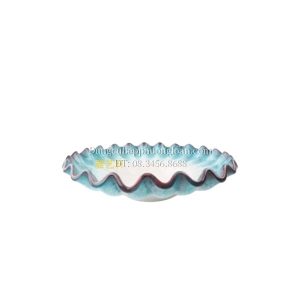 Khay đựng Sashimi nhựa tròn chấm đá màu xanh 45cm