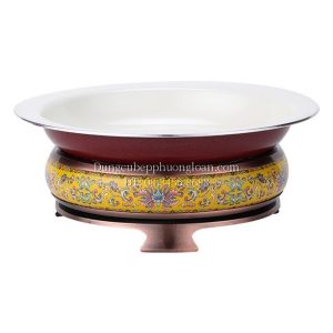 Bộ bếp hâm đốt cồn chảo inox màu thổ cẩm 25cm