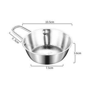 Bát uống rượu gạo Hàn Quốc inox 304, có tay cầm 12cm