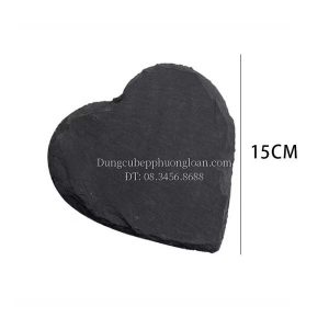 Đĩa đá đen hình trái tim 15cm