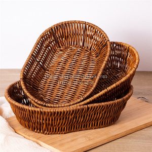 Rổ nhựa giả mây hình bầu dục 28x19.5cm (5753)