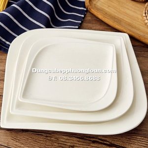 Đĩa sứ vuông lệch 10''