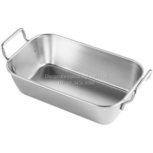 Khay inox đựng thức ăn hai quai 17x10cm