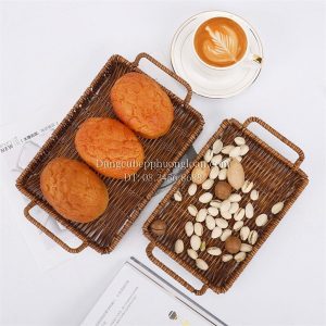 Rổ nhựa giả mây chữ nhật 35x25x5cm (5258)