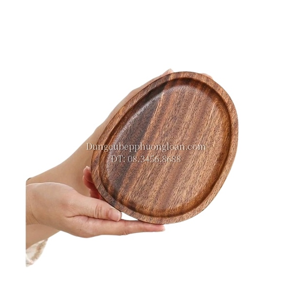 Khay gỗ decor hình viên sỏi 18x16cm