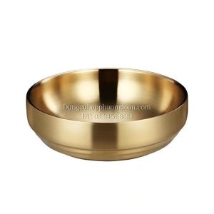 Bát mì lạnh kiểu Hàn Quốc inox 304, 2 lớp cách nhiệt 19cm màu vàng