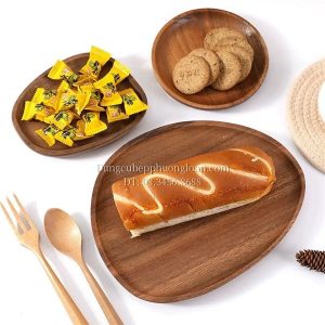 Khay gỗ decor hình viên sỏi 18x16cm