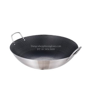 Chảo Inox chống dính vân tổ ong 2 quai 40cm