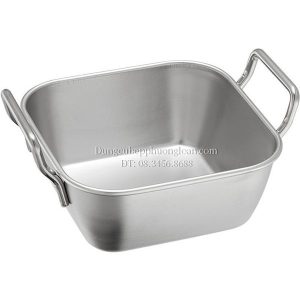 Khay inox đựng thức ăn hai quai 10.5x11.5cm