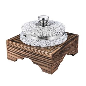 Bát đá có nắp 12cm kèm khung gỗ