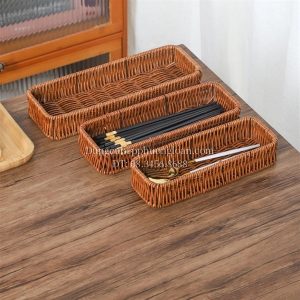 Rổ nhựa giả mây chữ nhật 31x11x5cm (8587)