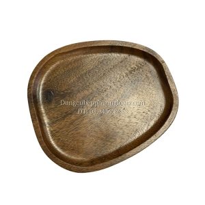 Khay gỗ decor hình viên sỏi 18x16cm