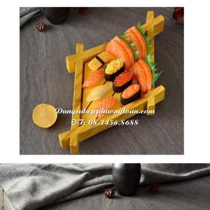 Khay đựng Sashimi giả gỗ hình thoi 76.7x45.7cm SL-132B