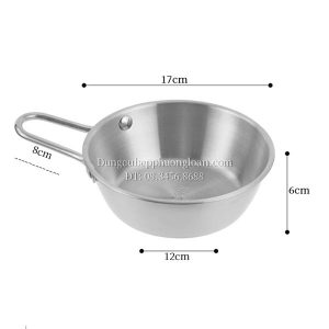Bát uống rượu gạo Hàn Quốc inox 304, có tay cầm 17cm
