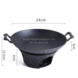 Bộ bếp hâm đốt cồn chảo hợp kim nhôm vân tổ ong 24cm