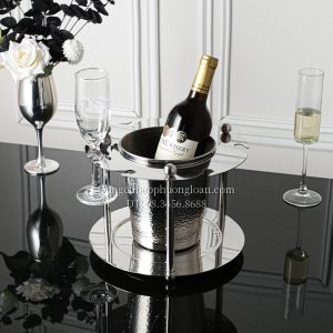 Xô ngâm rượu vang có giá đỡ ly màu trắng 25.5xH20cm