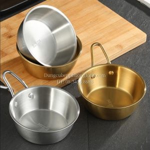 Bát uống rượu gạo Hàn Quốc inox 304, có tay cầm 13cm