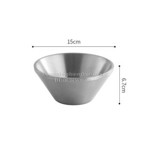 Bát đựng kem đá bào Bingsu Hàn Quốc inox 304, 2 lớp cách nhiệt 15cm