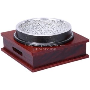 Bát đá hợp kim khung gỗ 18cm