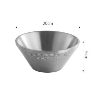 Bát đựng kem đá bào Bingsu Hàn Quốc inox 304, 2 lớp cách nhiệt 20cm