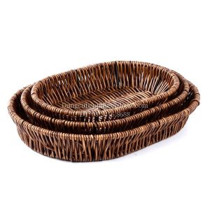 Rổ nhựa giả mây hình bầu dục 28x19.5cm (5753)