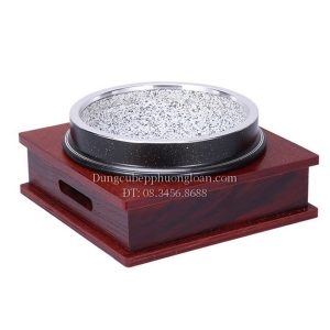 Bát đá hợp kim khung gỗ 18cm