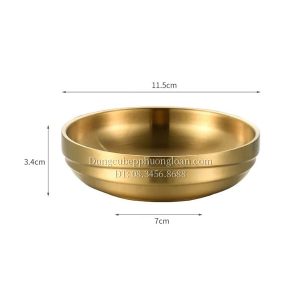 Đĩa Inox tròn 2 lớp Hàn Quốc 11cm màu vàng inox 304