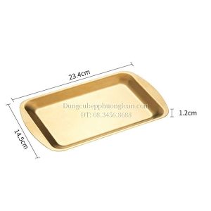 Đĩa Inox chữ nhật 14.5x23.5cm màu vàng