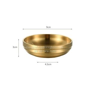 Đĩa Inox tròn 2 lớp Hàn Quốc 9cm màu vàng inox 304