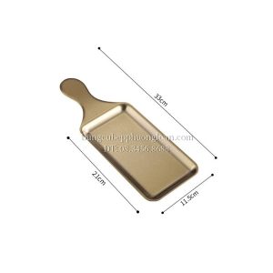 Đĩa Inox chữ nhật có tay cầm 33x11.5cm màu vàng