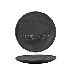 Đĩa sứ tròn cạn phong cách Bắc Âu màu đen 26cm