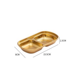 Khay gia vị 2 ngăn Inox 304 màu vàng