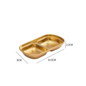 Khay gia vị 2 ngăn Inox 304 màu vàng