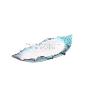 Khay đựng Sashimi nhựa hình ốc xà cừ màu xanh 46*23*15cm