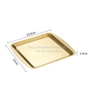 Đĩa Inox chữ nhật 21x23.5cm màu vàng