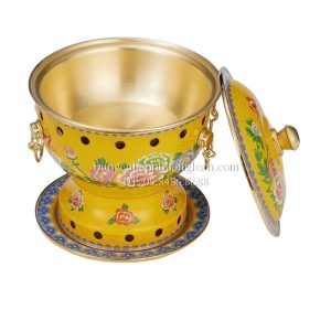 Nồi đồng tráng men hoa mẫu đơn