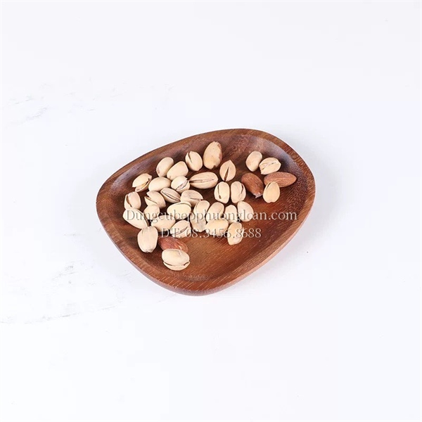Khay gỗ decor hình viên sỏi 18x16cm