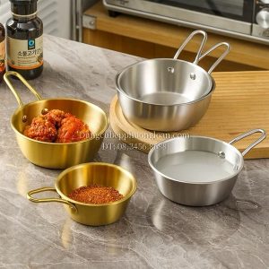 Bát uống rượu gạo Hàn Quốc inox 304, có tay cầm 13cm