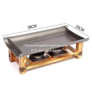 Bếp gang nướng chữ nhật đốt cồn 38x19cm