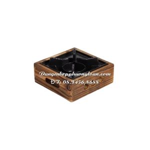 Bếp cồn gang khung gỗ 16x16cm